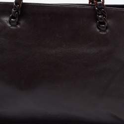 Prada Dark Brown Leather Nappa Chain Tote