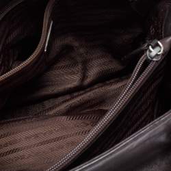 Prada Dark Brown Leather Nappa Chain Tote