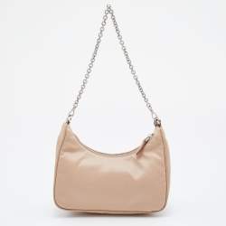 Pre Owned Prada Beige Nylon Re-Edition 2005 Shoulder Bag
