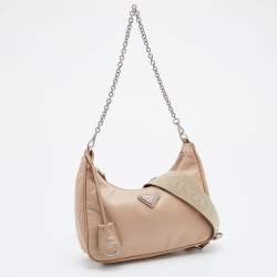 Pre Owned Prada Beige Nylon Re-Edition 2005 Shoulder Bag