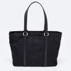 Pre Owned Prada Black Nylon and Leather Tote
