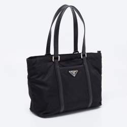 Pre Owned Prada Black Nylon and Leather Tote