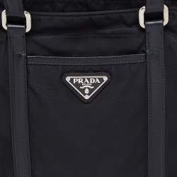 Pre Owned Prada Black Nylon and Leather Tote