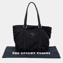 Pre Owned Prada Black Nylon and Leather Tote