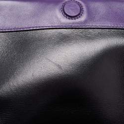 Pre Owned Prada Purple City Leather Turnlock Top Handle Bag
