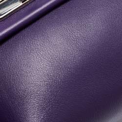 Pre Owned Prada Purple City Leather Turnlock Top Handle Bag