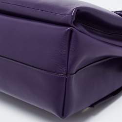 Pre Owned Prada Purple City Leather Turnlock Top Handle Bag