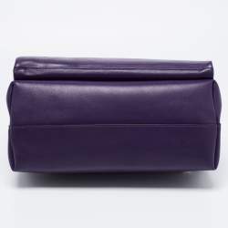 Pre Owned Prada Purple City Leather Turnlock Top Handle Bag