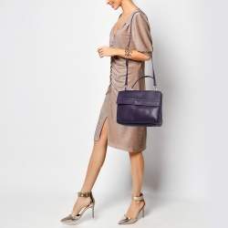 Pre Owned Prada Purple City Leather Turnlock Top Handle Bag
