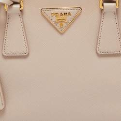 Pre Owned Prada Beige Saffiano Lux Leather Small Galleria Double Zip Tote 