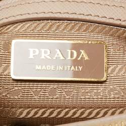 Pre Owned Prada Beige Saffiano Lux Leather Small Galleria Double Zip Tote 
