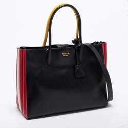 Pre Owned Prada Multicolor Leather Bibliotheque Tote