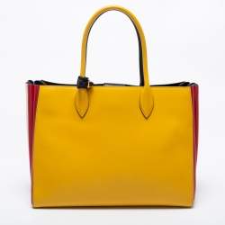 Pre Owned Prada Multicolor Leather Bibliotheque Tote
