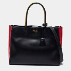 Pre Owned Prada Multicolor Leather Bibliotheque Tote