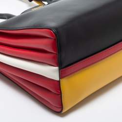Pre Owned Prada Multicolor Leather Bibliotheque Tote