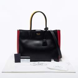 Pre Owned Prada Multicolor Leather Bibliotheque Tote