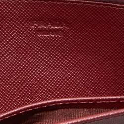 Pre Owned Prada Burgundy Saffiano Leather Wallet On Strap