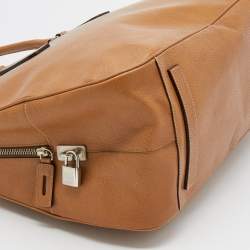 Pre Owned Prada Light Brown Leather Boston Bag