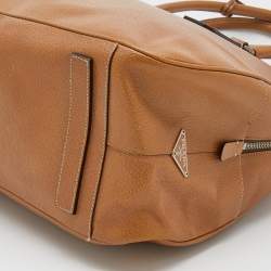Pre Owned Prada Light Brown Leather Boston Bag