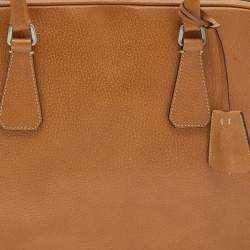 Pre Owned Prada Light Brown Leather Boston Bag