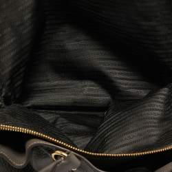 Pre Owned Prada Dark Beige Cervo Leather Side Zipped Tote