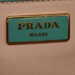 Pre Owned Prada Turquoise Blue Saffiano Leather Pyramid Frame Satchel