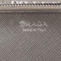 Pre Owned Prada Grey Saffiano Leather Flap Continental Wallet