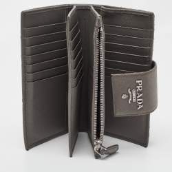 Pre Owned Prada Grey Saffiano Leather Flap Continental Wallet