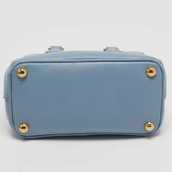 Pre Owned Prada Blue Saffiano Lux Leather Mini Galleria Tote