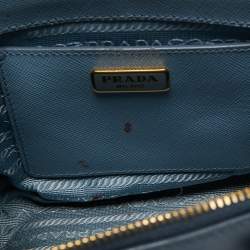Pre Owned Prada Blue Saffiano Lux Leather Mini Galleria Tote