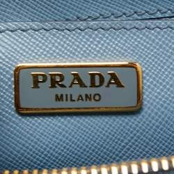Pre Owned Prada Blue Saffiano Lux Leather Mini Galleria Tote