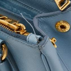 Pre Owned Prada Blue Saffiano Lux Leather Mini Galleria Tote