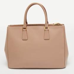 Pre Owned Prada Dusty Pink Saffiano Lux Leather Large Galleria Tote
