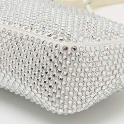 Pre Owned Prada White Satin Crystal Embellished Re-Edition 2000 Baguette