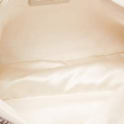 Pre Owned Prada White Satin Crystal Embellished Re-Edition 2000 Baguette