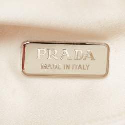 Pre Owned Prada White Satin Crystal Embellished Re-Edition 2000 Baguette