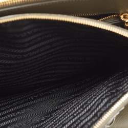Pre Owned Prada Green Saffiano Leather Double Zip Tote