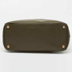 Pre Owned Prada Green Saffiano Leather Double Zip Tote