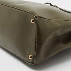 Pre Owned Prada Green Saffiano Leather Double Zip Tote
