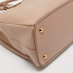 Pre Owned Prada Beige Saffiano Leather Galleria Double Zip Tote