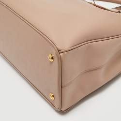 Pre Owned Prada Beige Saffiano Leather Galleria Double Zip Tote