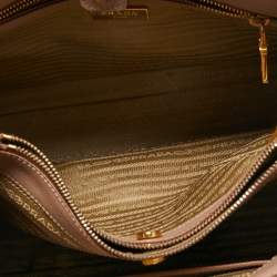 Pre Owned Prada Beige Saffiano Leather Galleria Double Zip Tote