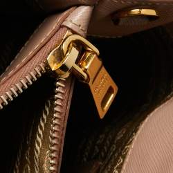 Pre Owned Prada Beige Saffiano Leather Galleria Double Zip Tote