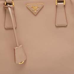 Pre Owned Prada Beige Saffiano Leather Galleria Double Zip Tote