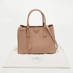 Pre Owned Prada Beige Saffiano Leather Galleria Double Zip Tote