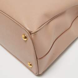 Pre Owned Prada Beige Saffiano Leather Galleria Double Zip Tote