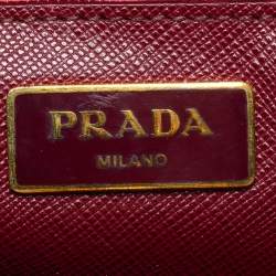 Pre Owned Prada Burgundy/Red Saffiano Leather Medium Double Zip Tote