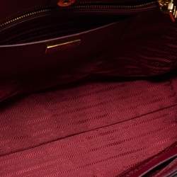 Pre Owned Prada Burgundy/Red Saffiano Leather Medium Double Zip Tote