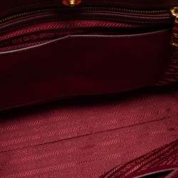Pre Owned Prada Burgundy/Red Saffiano Leather Medium Double Zip Tote