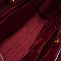 Pre Owned Prada Burgundy/Red Saffiano Leather Medium Double Zip Tote